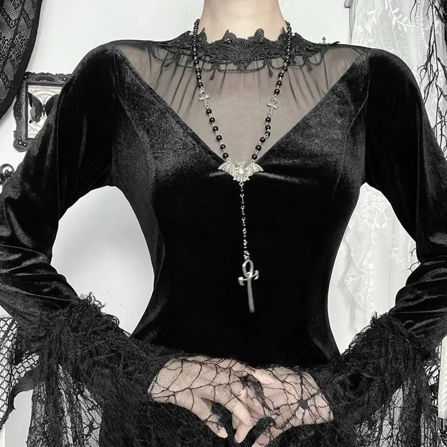 Lace Patchwork Transparent Maxi Dress - Image 4