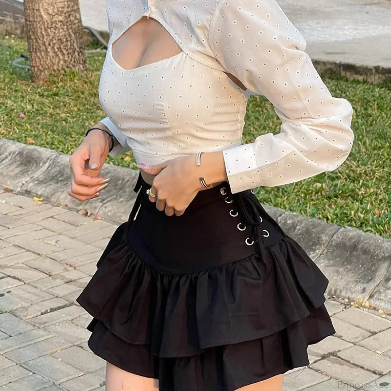 Lace Plaid Gothic Lolita Skirt - Image 6