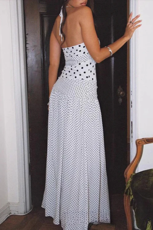 Lace Polka Dot Cami Mermaid Maxi Dress - Image 4