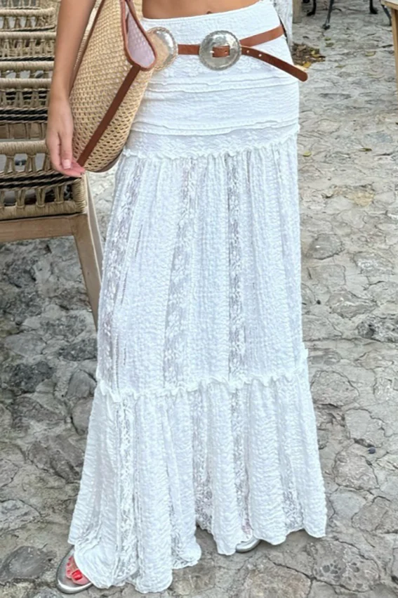 Lace Ruched A-Line Skirt - Image 4