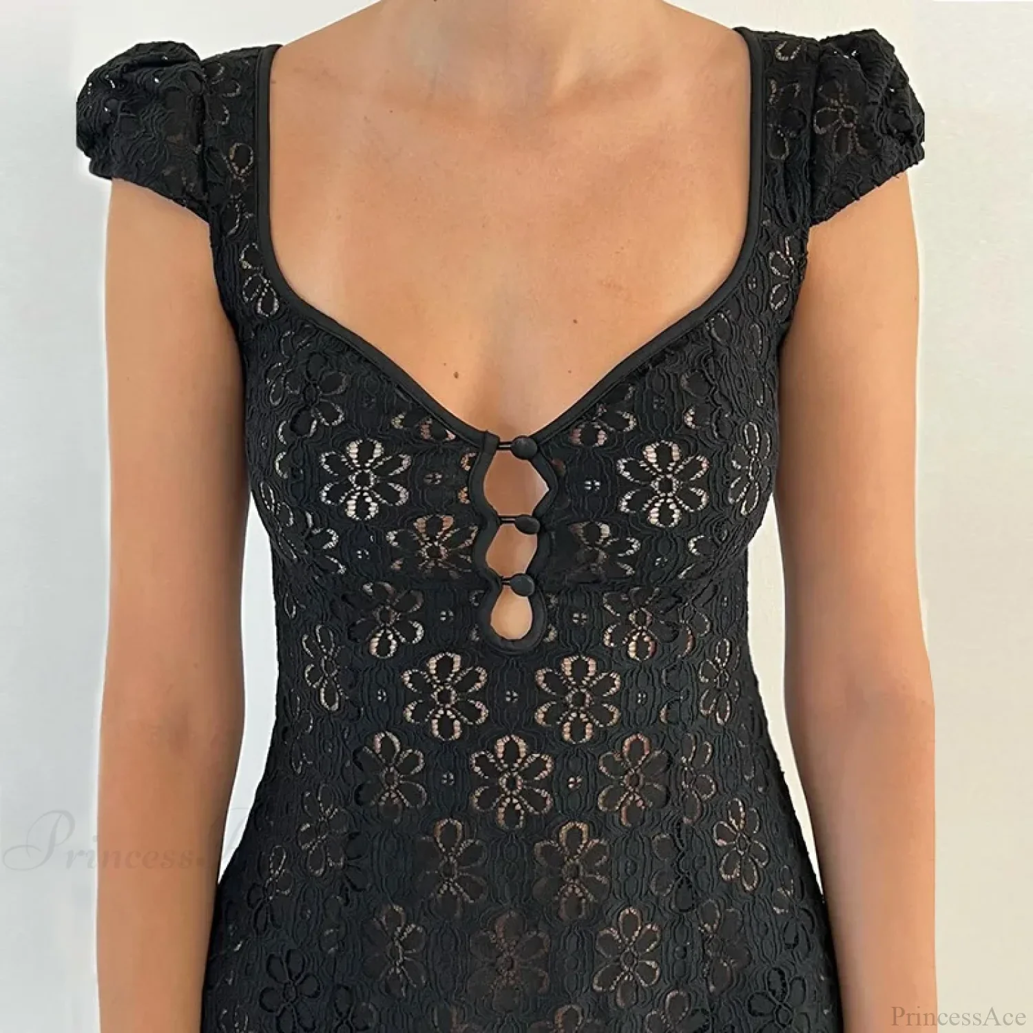 Lace Ruffle Backless Mini Dress - Image 5