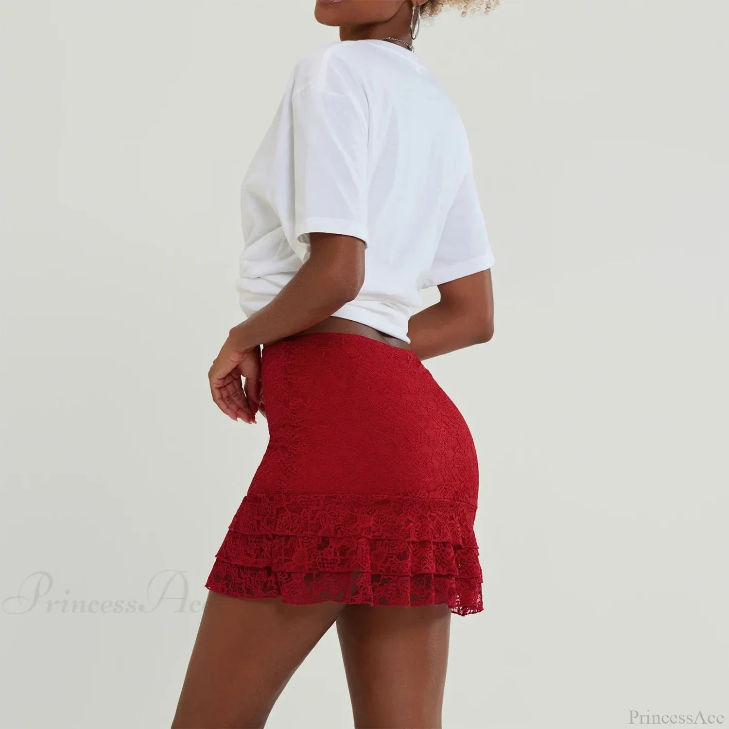Lace Ruffles High Waist Skirt - Image 2