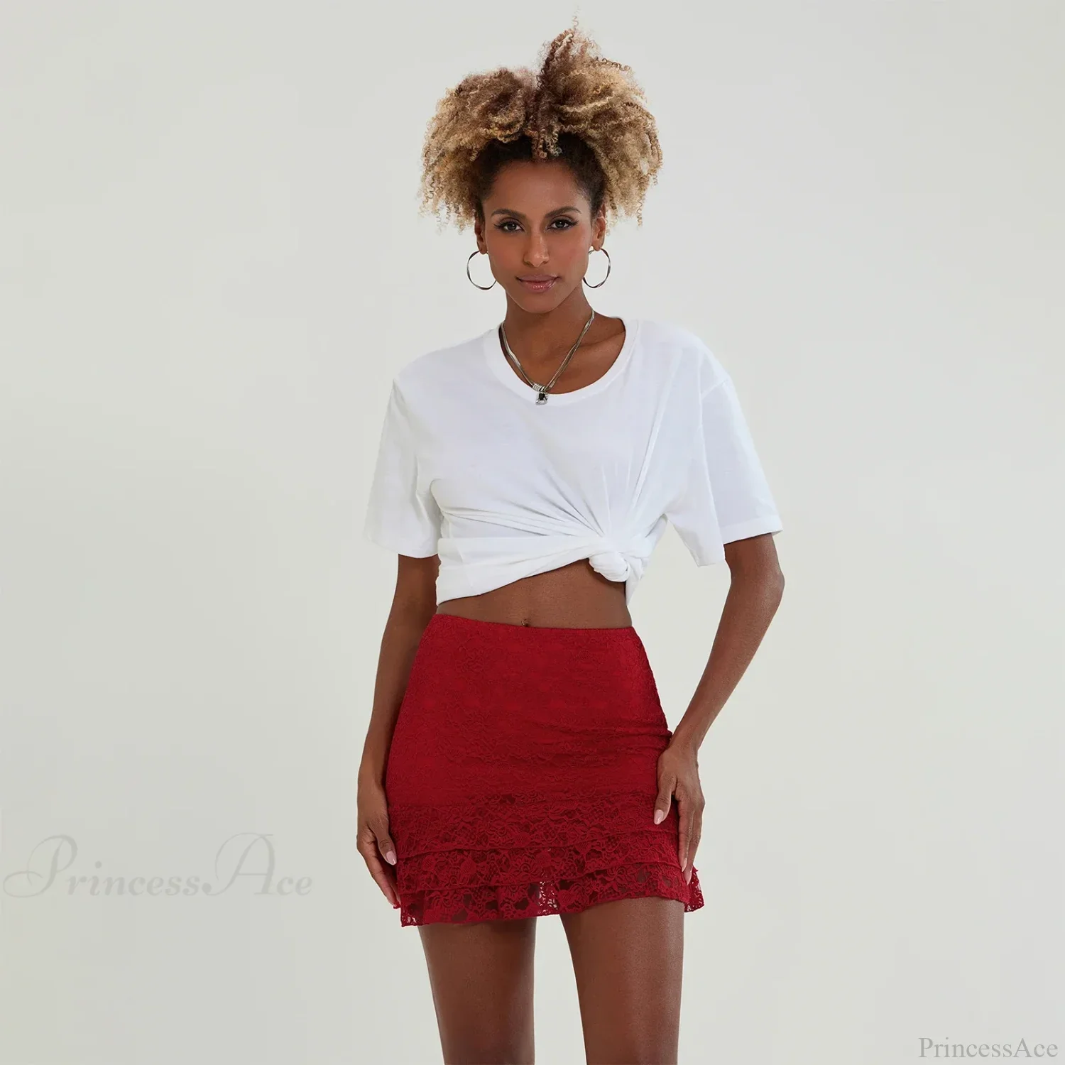 Lace Ruffles High Waist Skirt - Image 4
