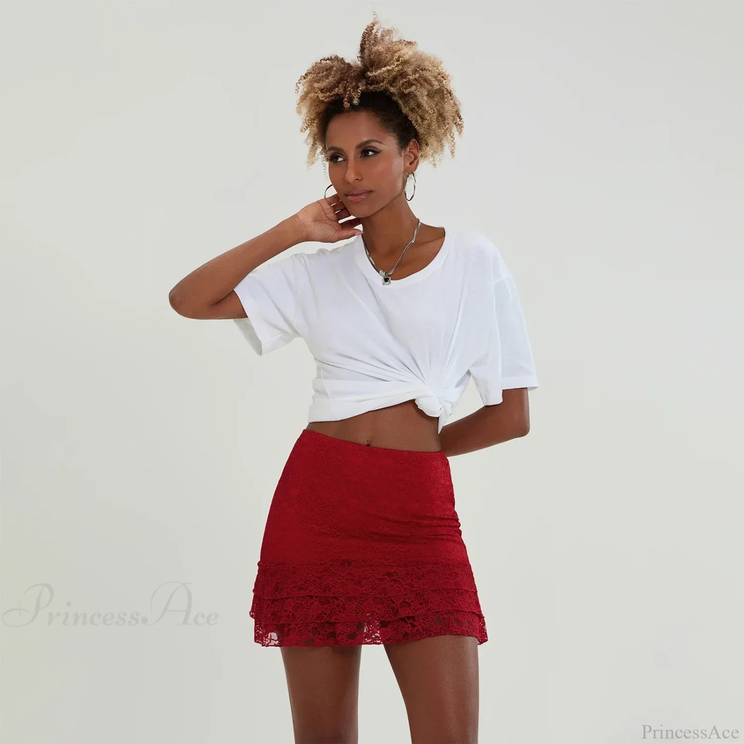Lace Ruffles High Waist Skirt - Image 5
