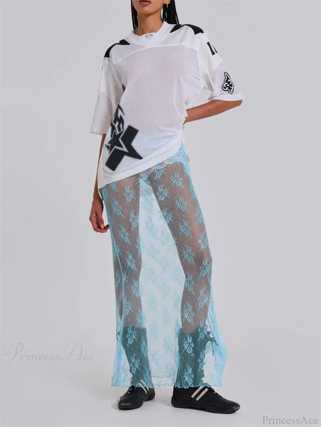 Lace Sheer Maxi Split Sexy See Through Cover Up Beach Skirt - Image 4