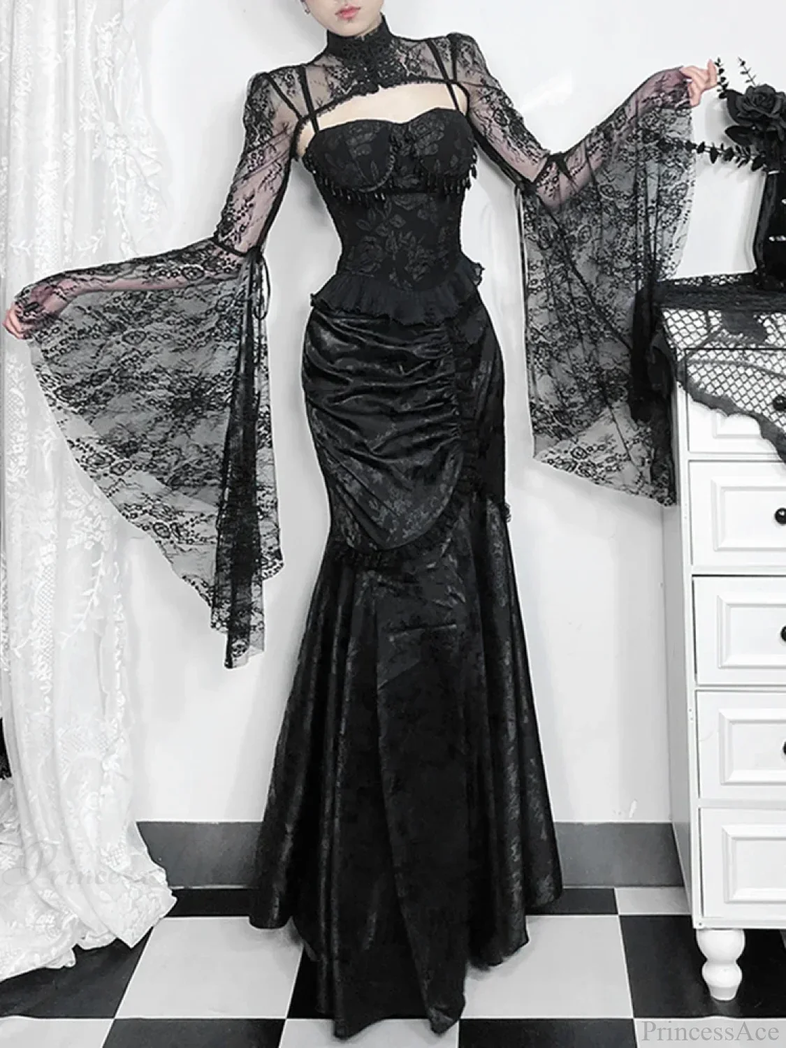 Lace Splicing Asymmetric Skirt - Image 2