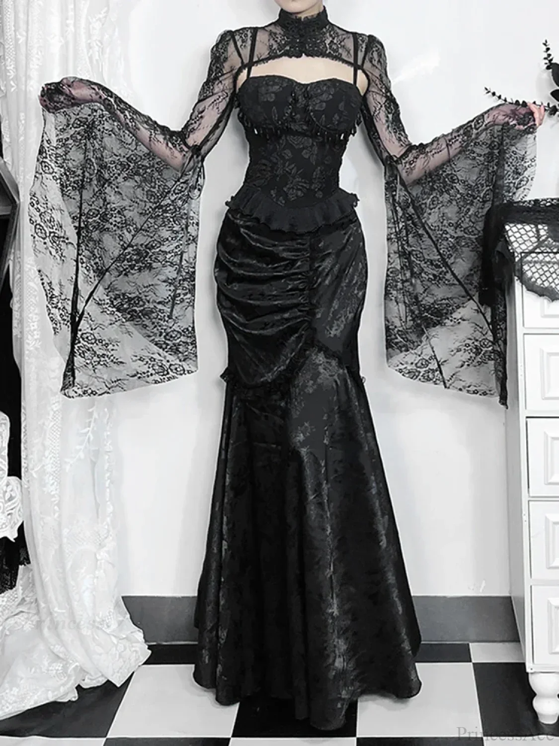 Lace Splicing Asymmetric Skirt - Image 3