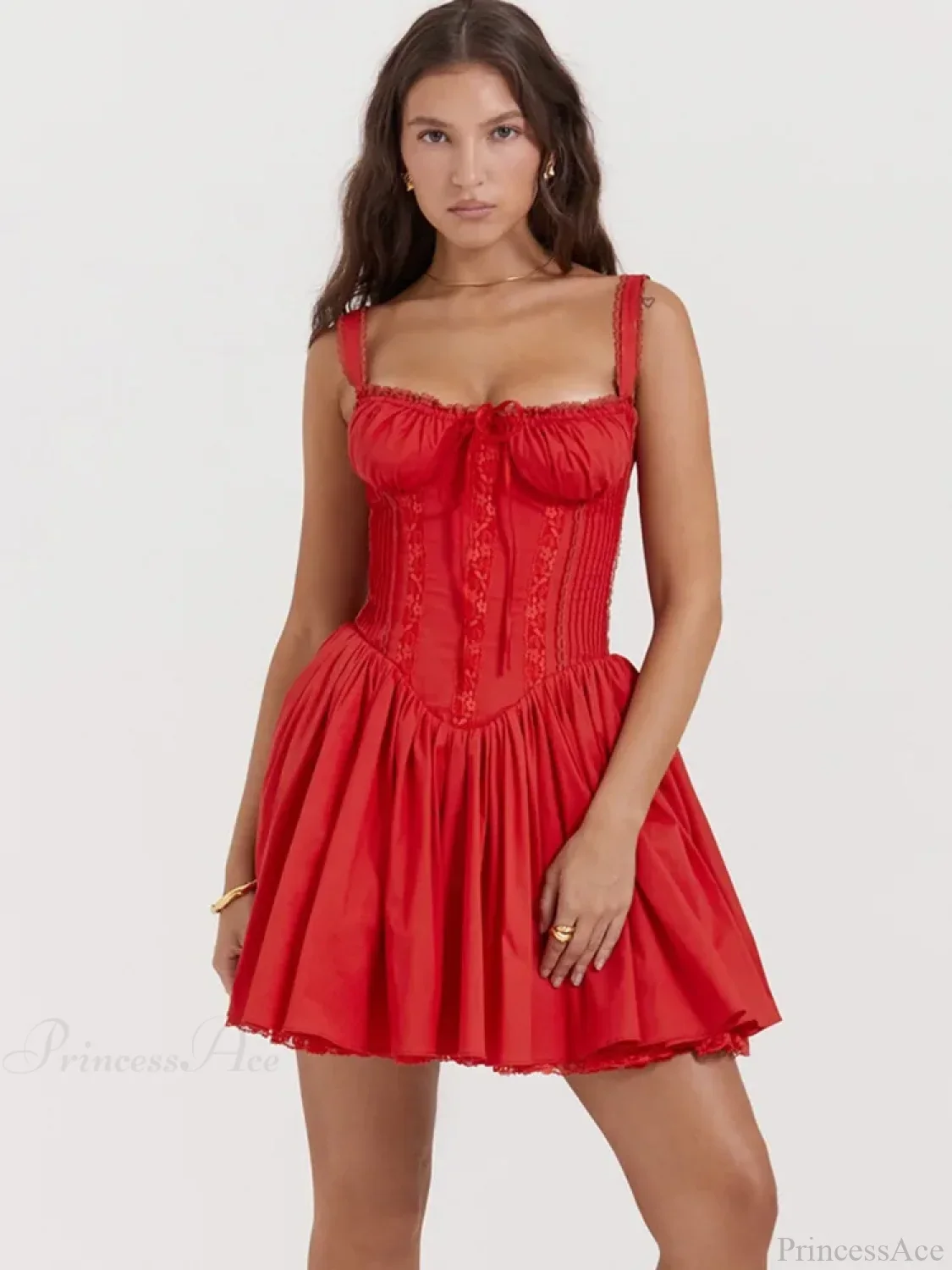 Lace Splicing Strap Mini Dress - Image 3