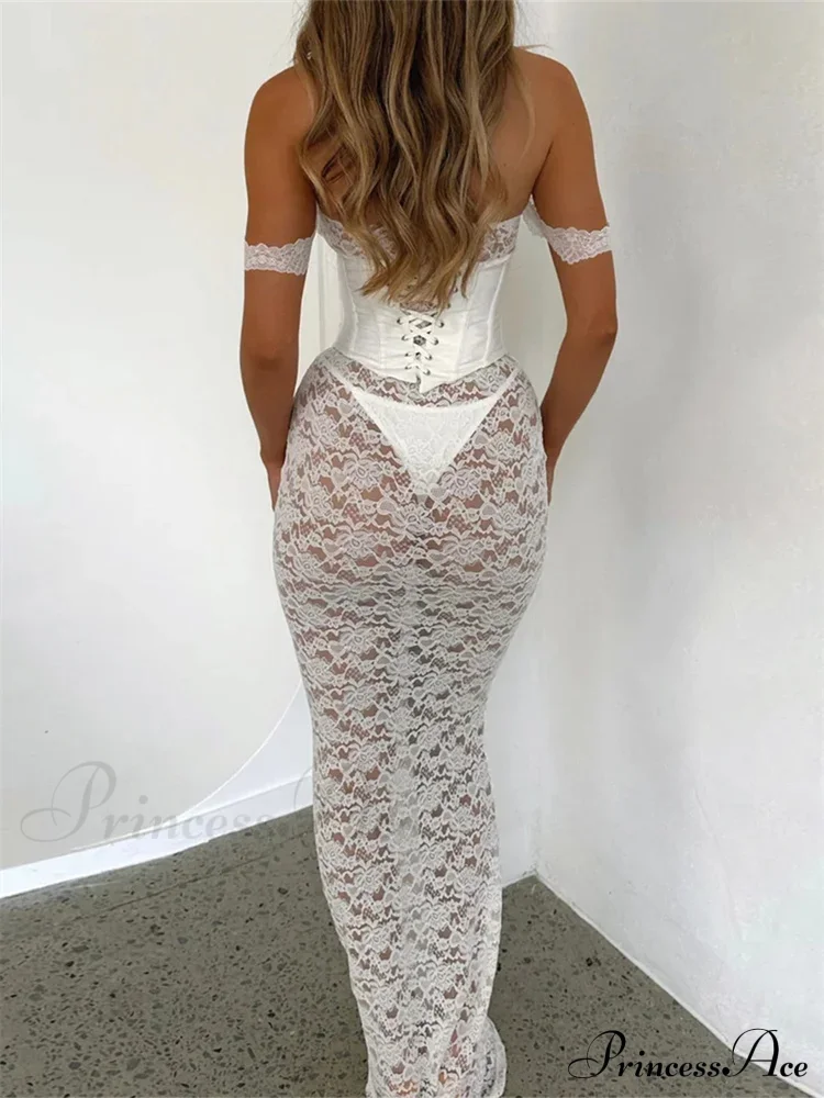Lace Strapless Cocktail Dress - Image 4
