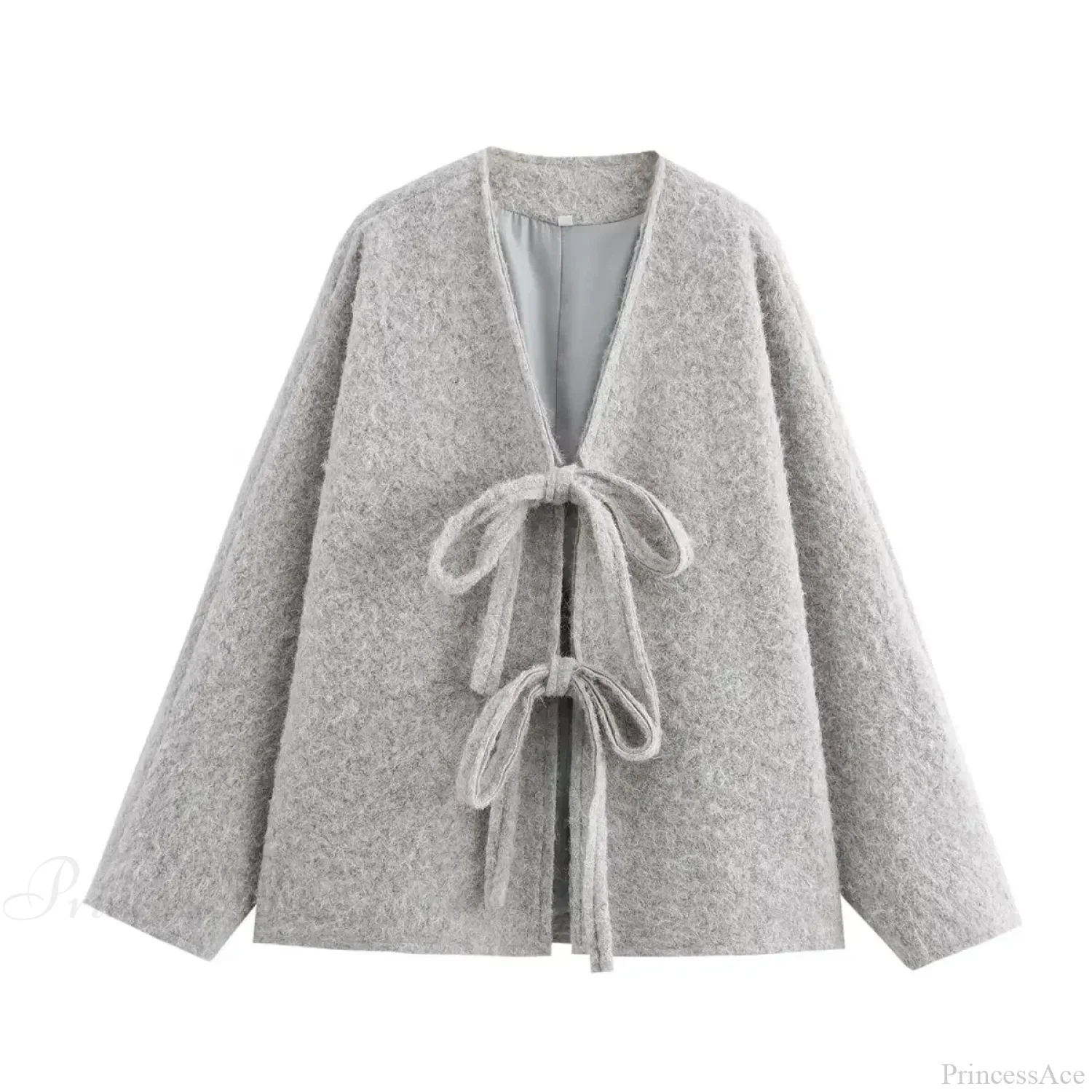 Lace-up Bow Brown Cardigan - Image 3