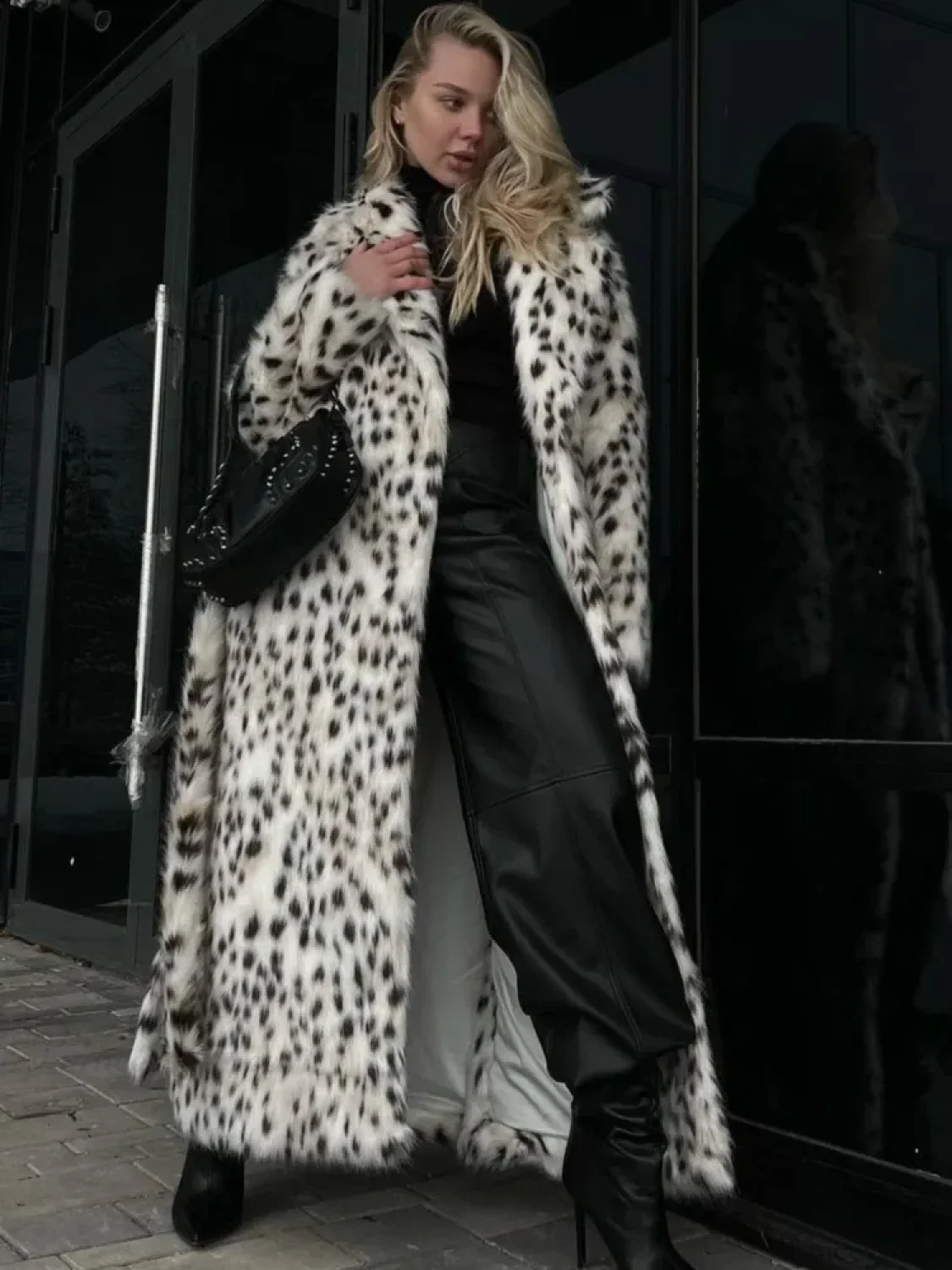 Lace-Up Grey Woolen High Collar Overcoat - Image 4