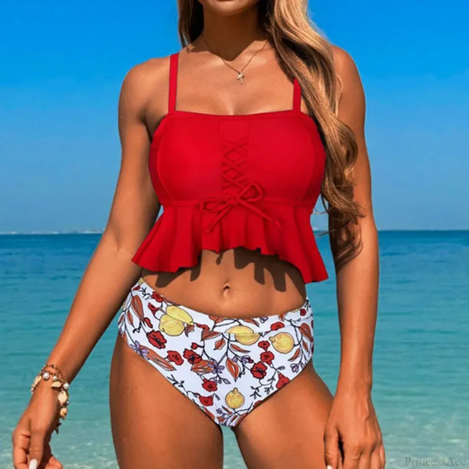 Lace Up Spaghetti Strap Two Piece Set - Image 3