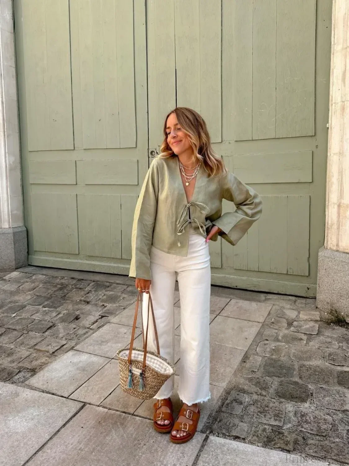 Lace-Up V-neck Loose Casual Long Sleeve Blouse - Image 5