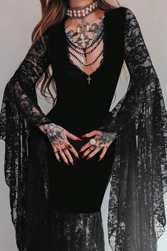 Lace Velvet Gothic Dress - Image 2