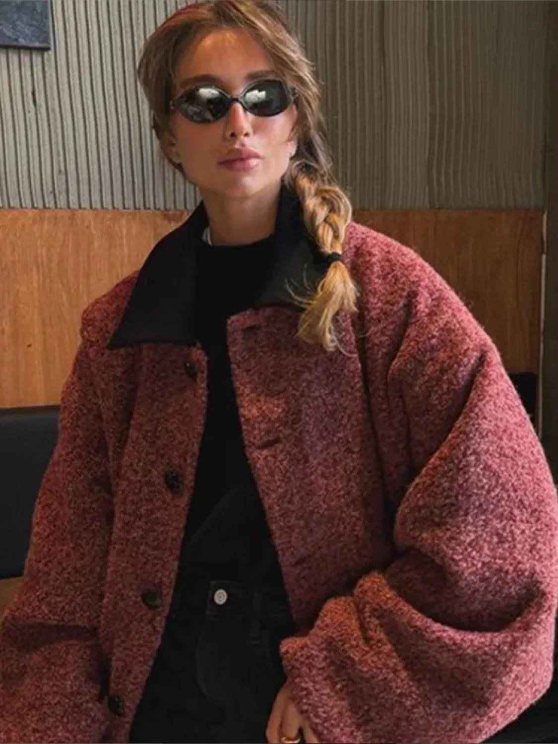 Lantern Sleeve Wool Blends Coat