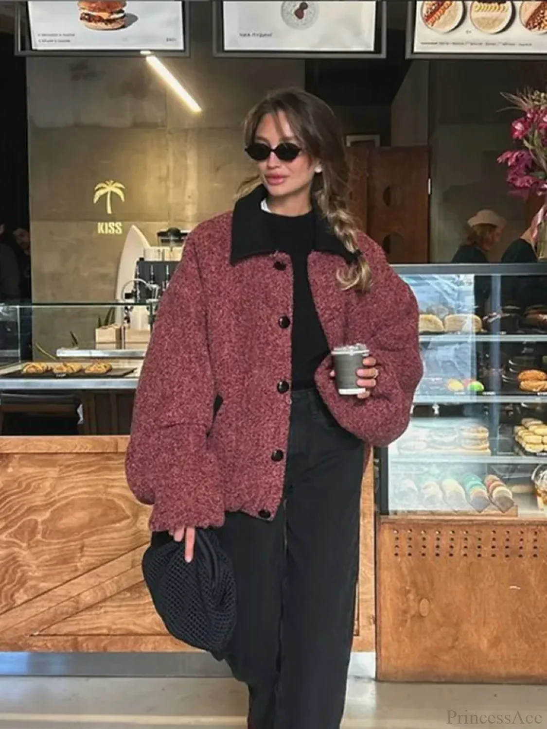 Lantern Sleeve Wool Blends Coat - Image 2