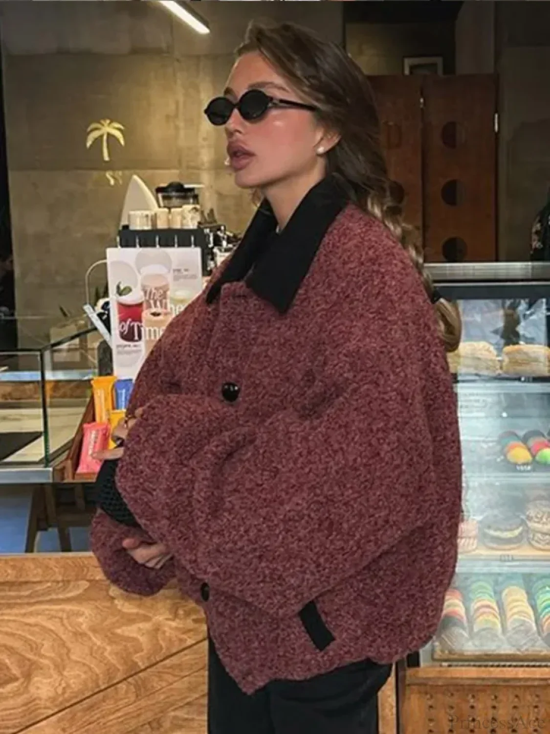 Lantern Sleeve Wool Blends Coat - Image 3