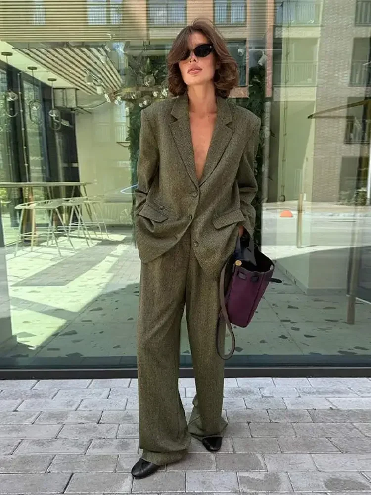 Lapel Blazer Long Sleeve Trousers Office Two Piece Set - Image 3