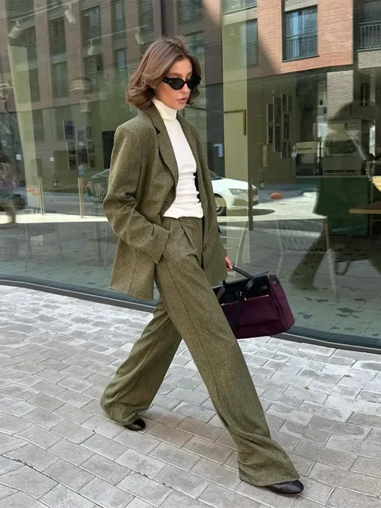 Lapel Blazer Long Sleeve Trousers Office Two Piece Set - Image 4