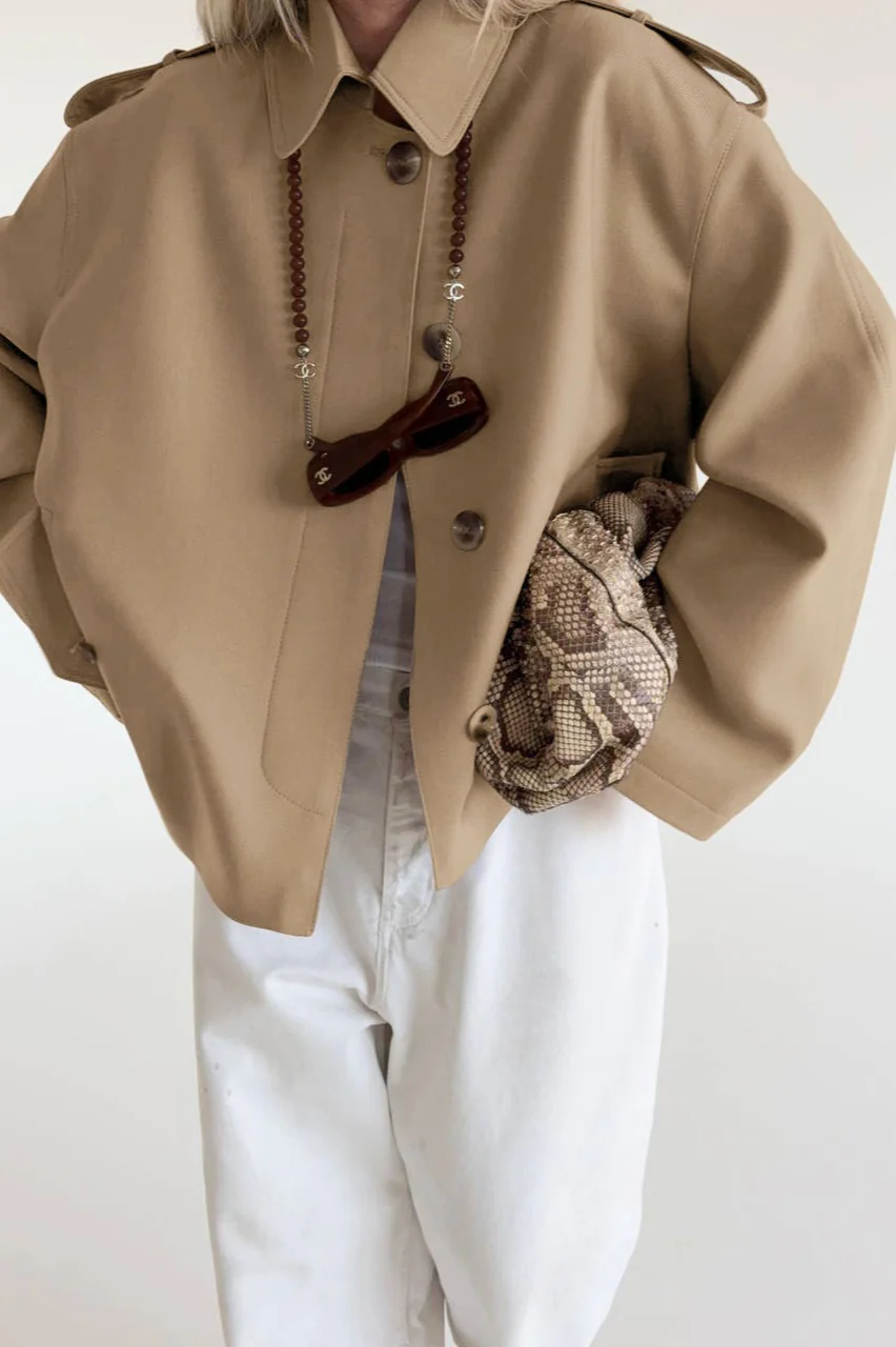 Lapel Faux Suede Drape Jacket - Image 6