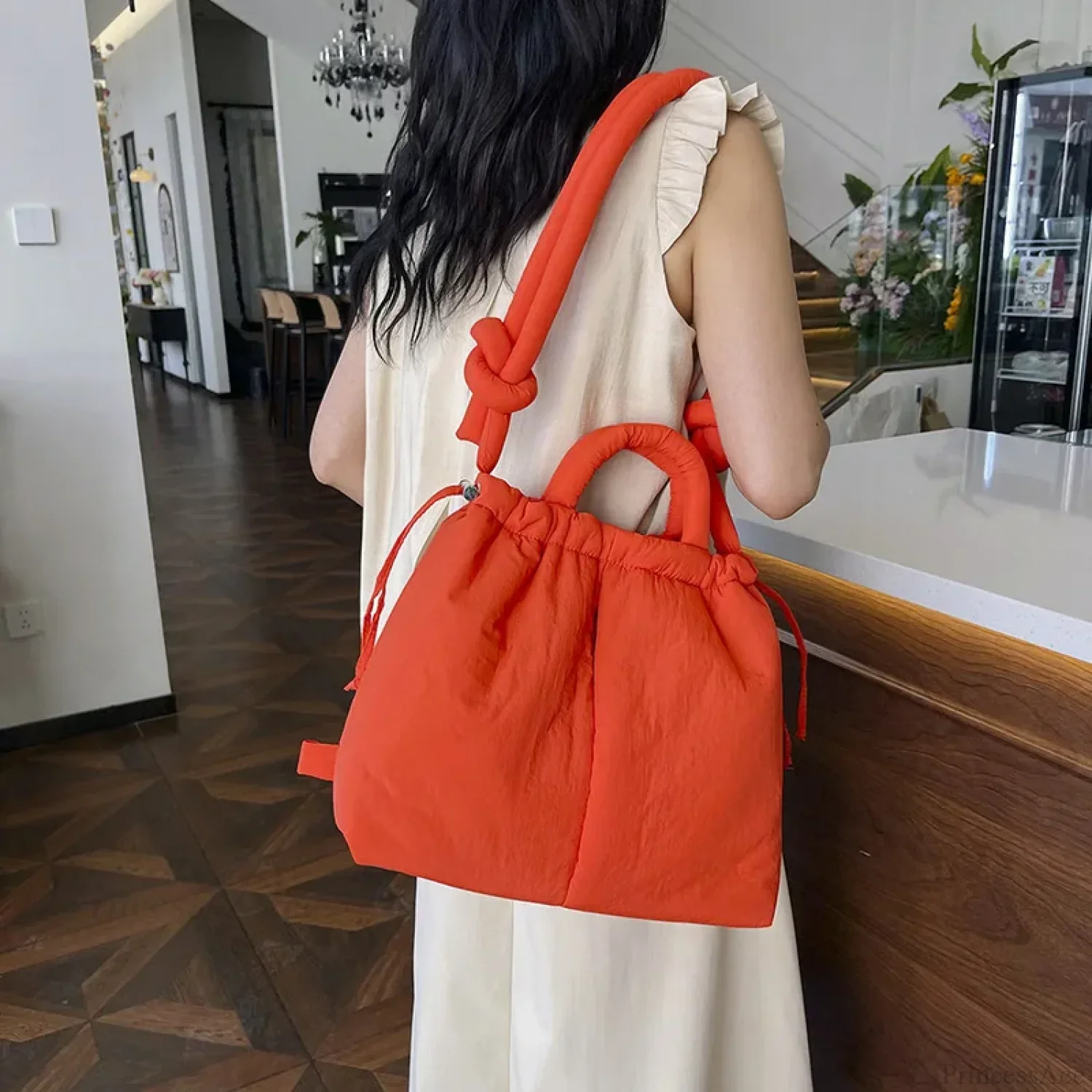 Large Capacity Puffer Nylon Tote Handbag Designer