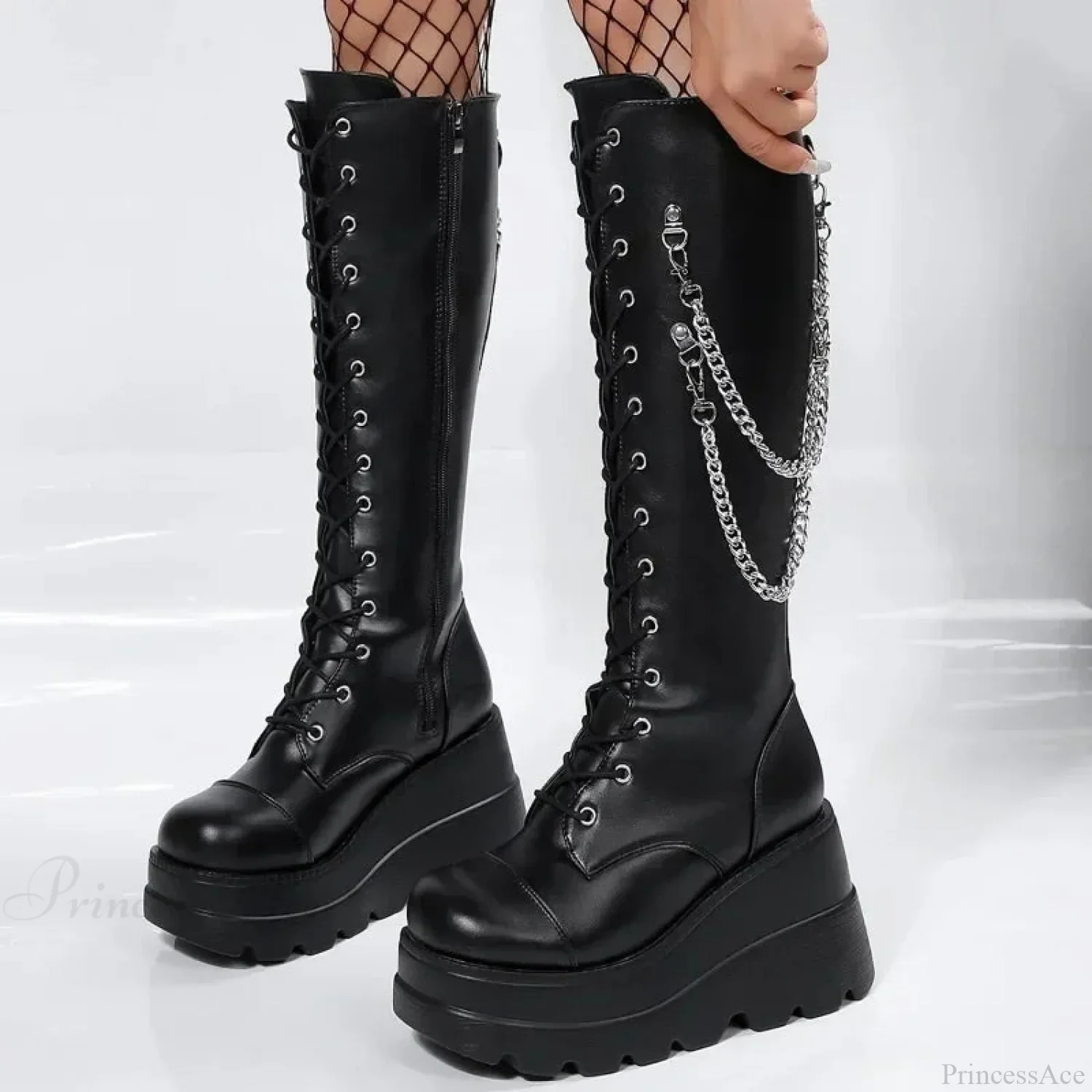 Large Gothic Vampire Elevated Wedge Boot - Image 3