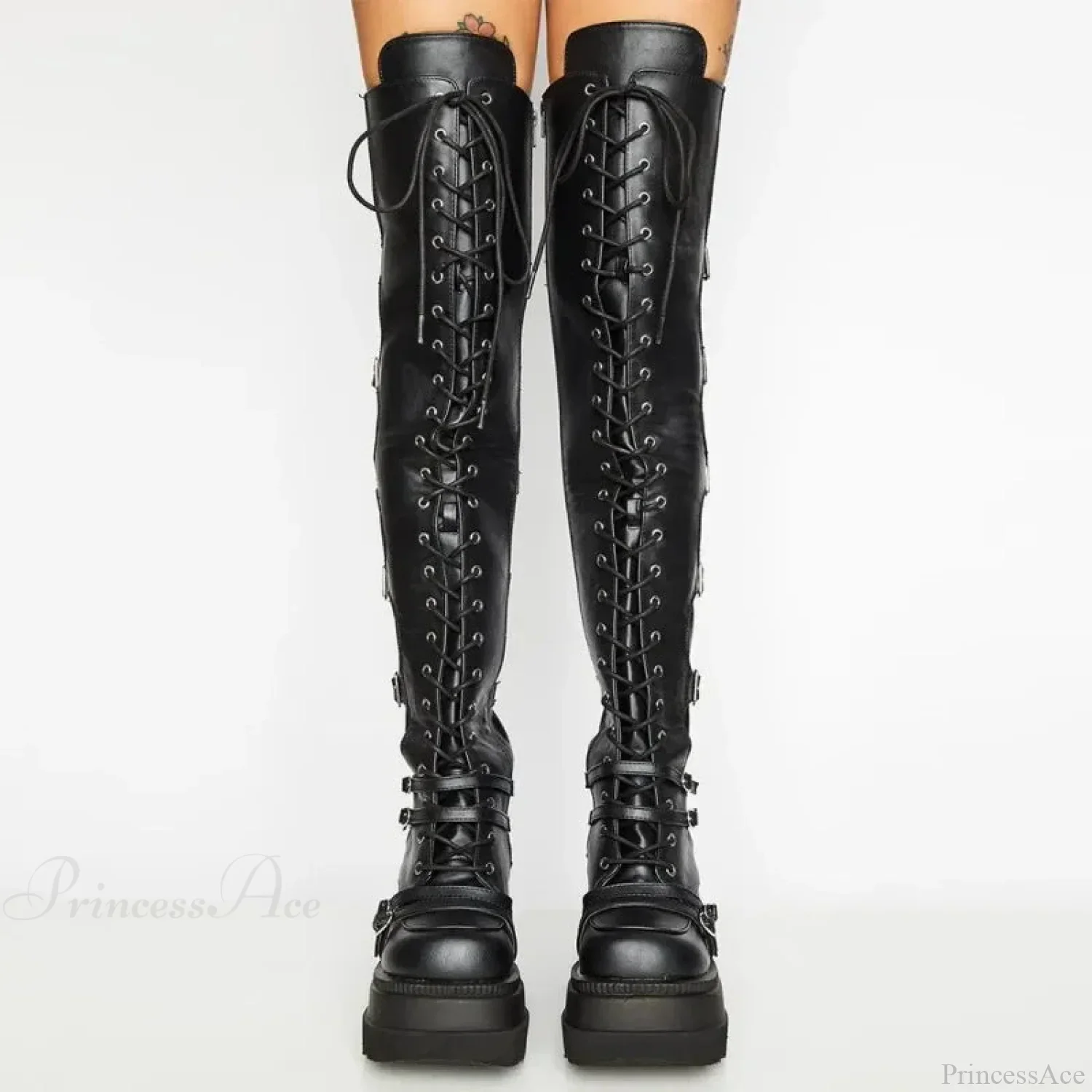 Large Size Costume Buckle Platform Gothic Wedges Boot - Image 3