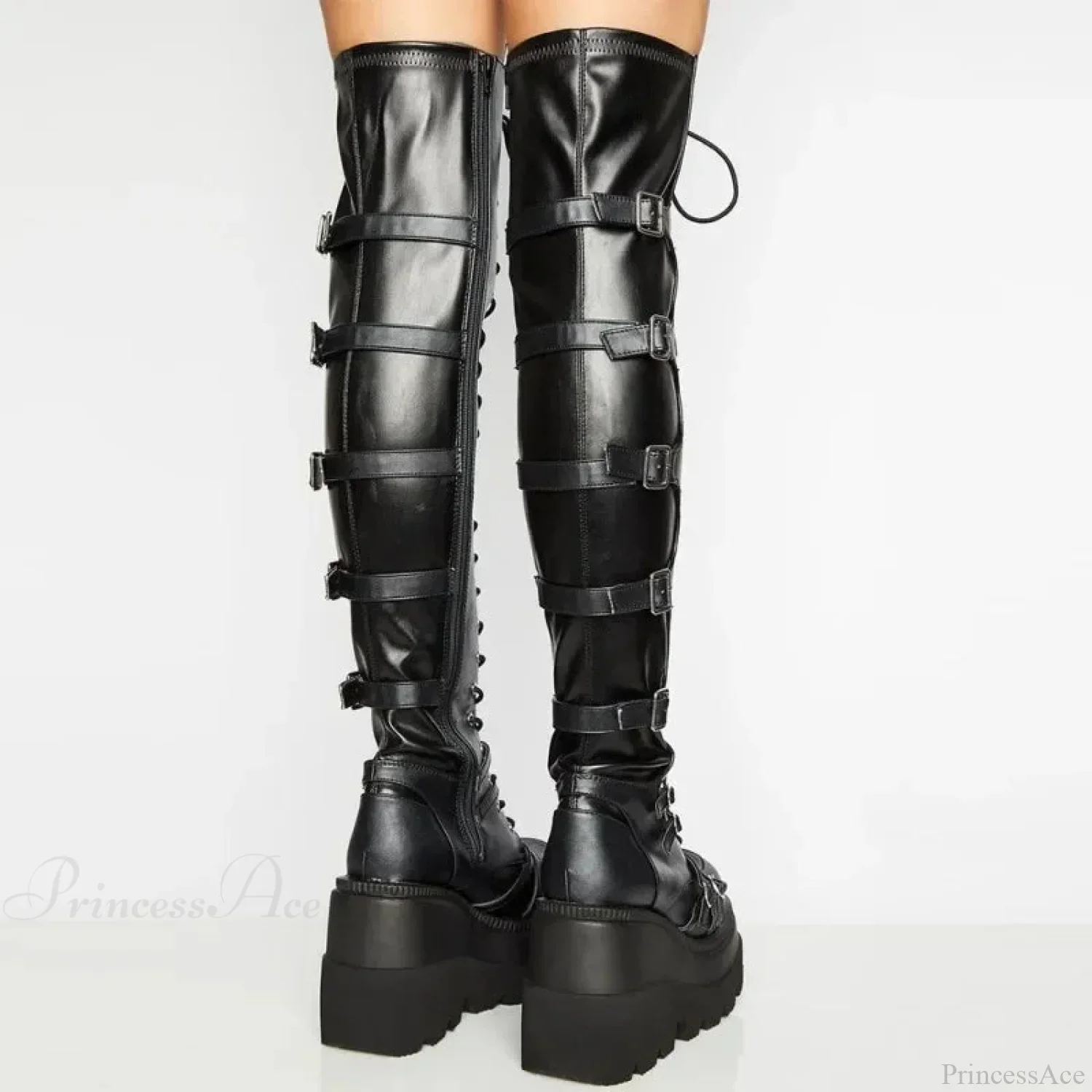 Large Size Costume Buckle Platform Gothic Wedges Boot - Image 4