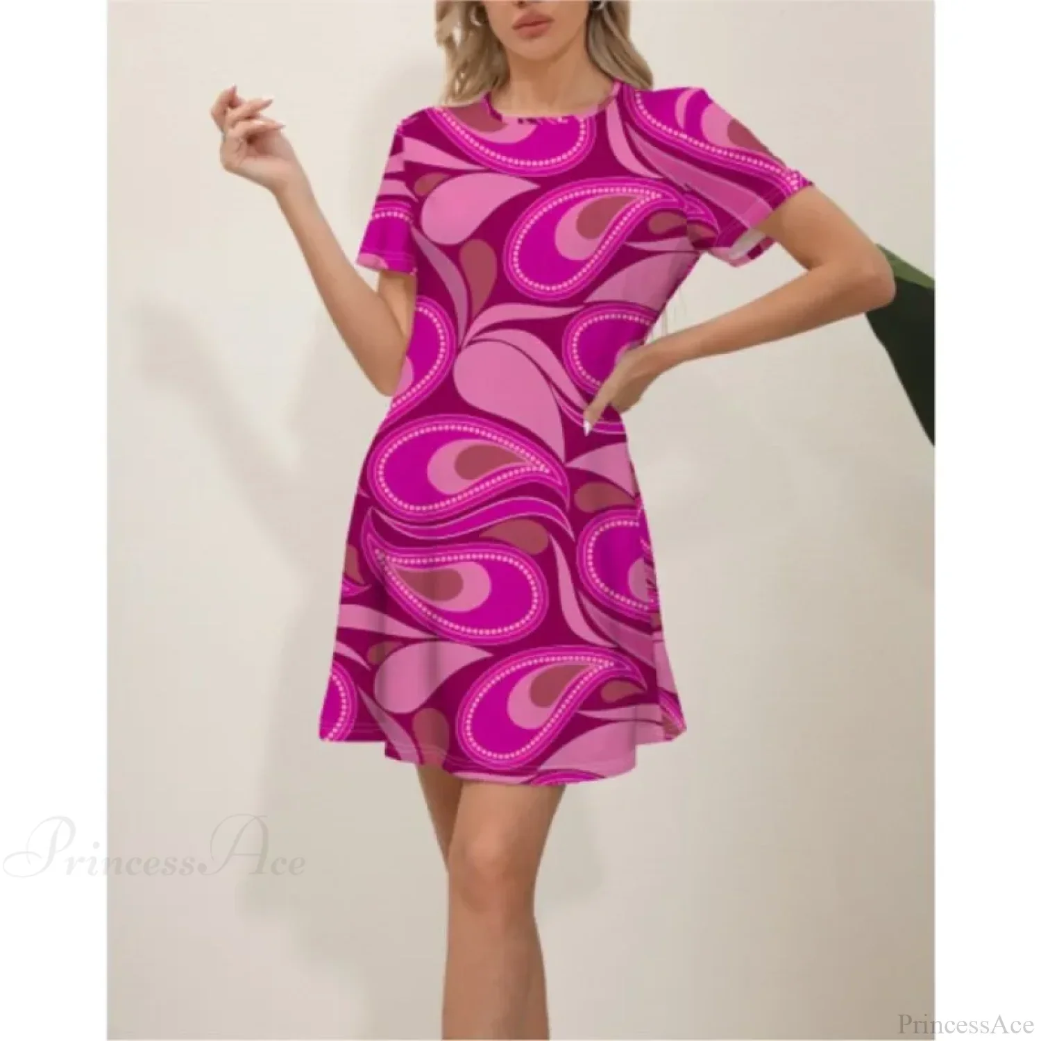 Latest Summer Fashion Floral Print Round Neck Dress - Image 16