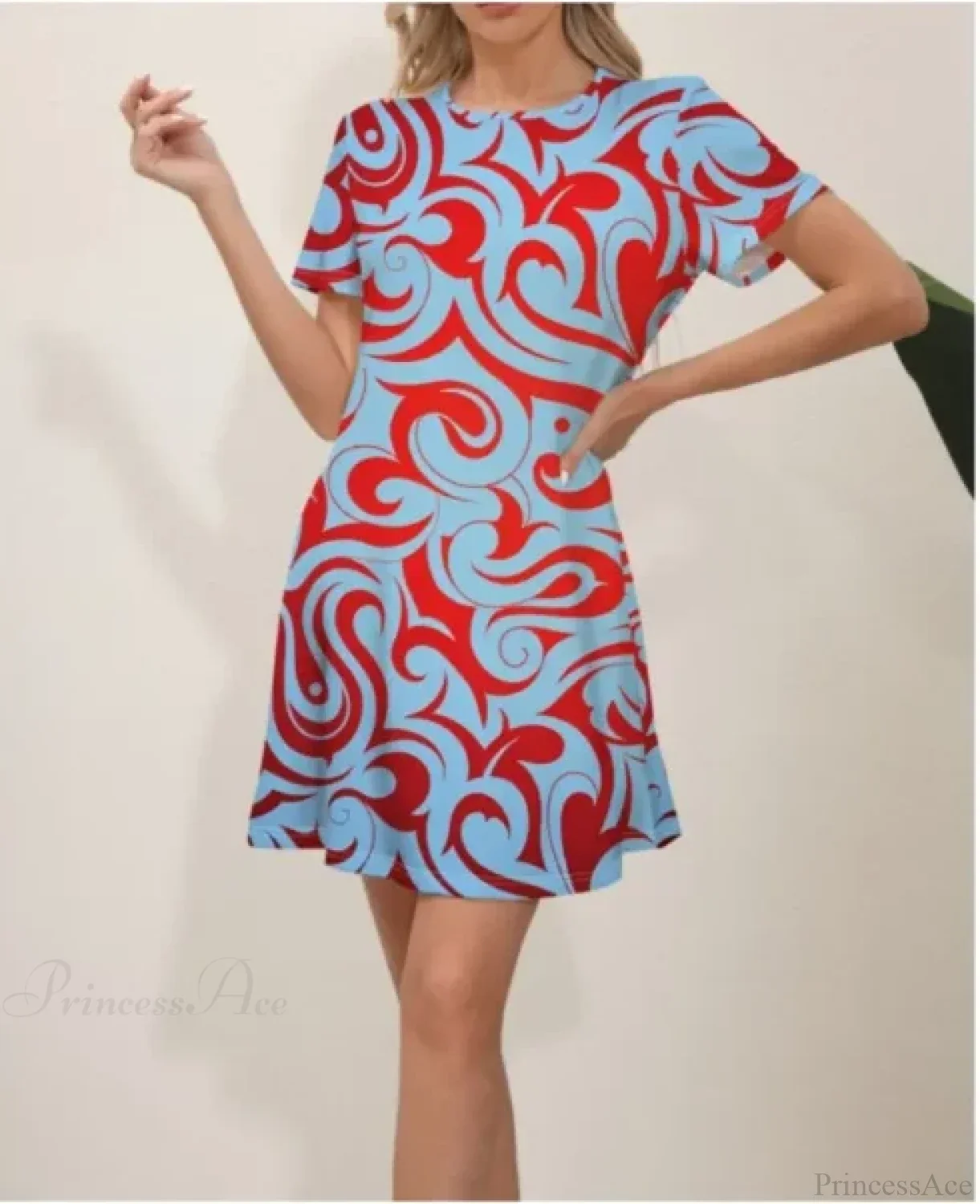Latest Summer Fashion Floral Print Round Neck Dress - Image 17