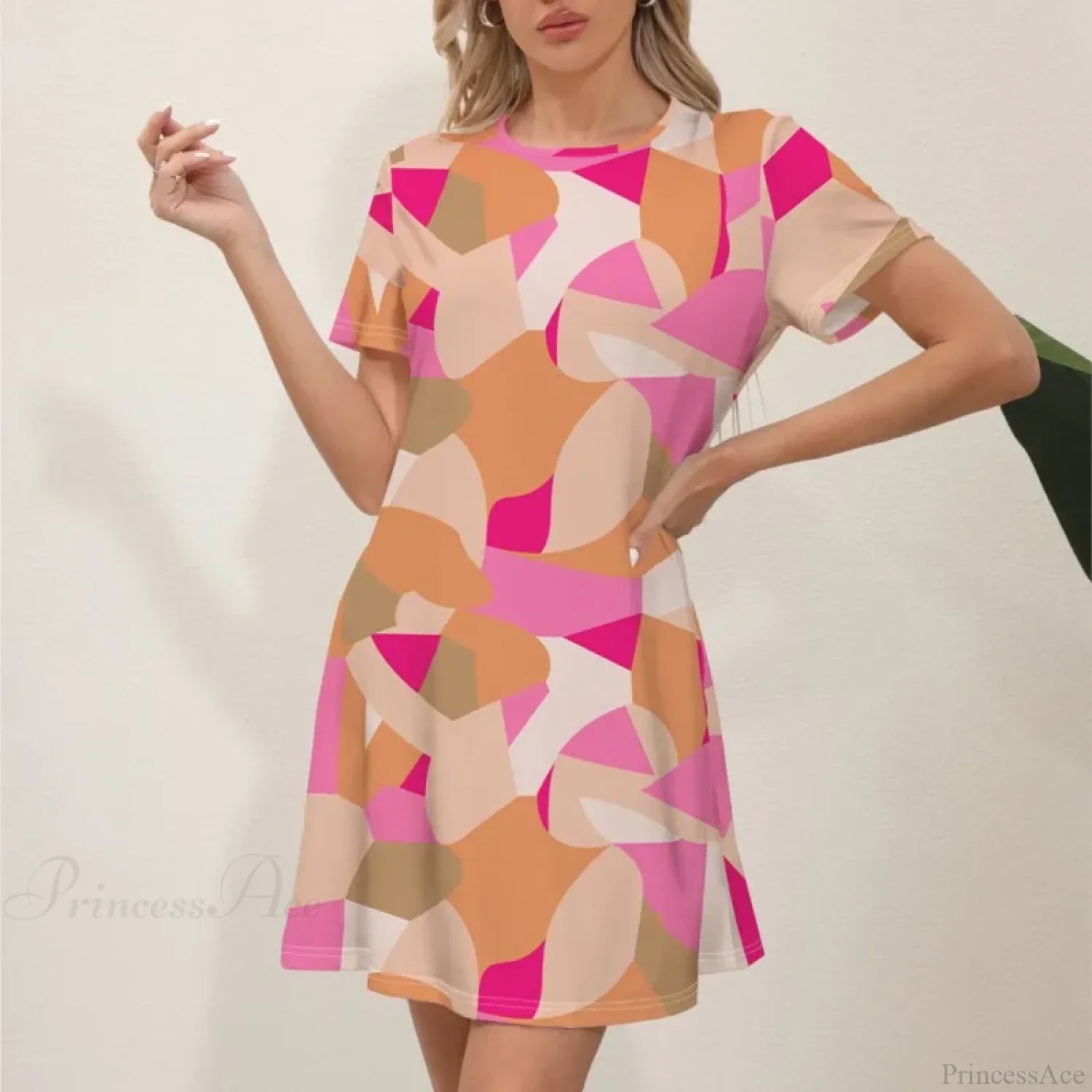 Latest Summer Fashion Floral Print Round Neck Dress - Image 7