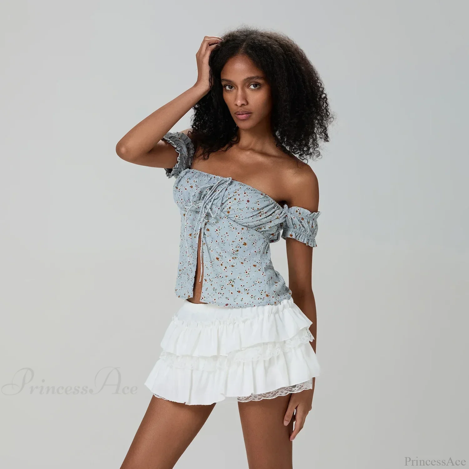 Layered Lace Trim A-Line Skirt - Image 5