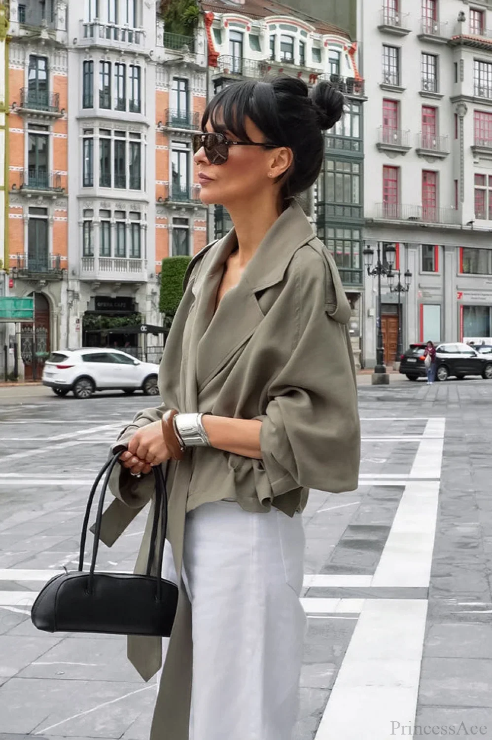 Lazy Casual Chic Wide Collar Tie Waist Trench Coat - Image 4