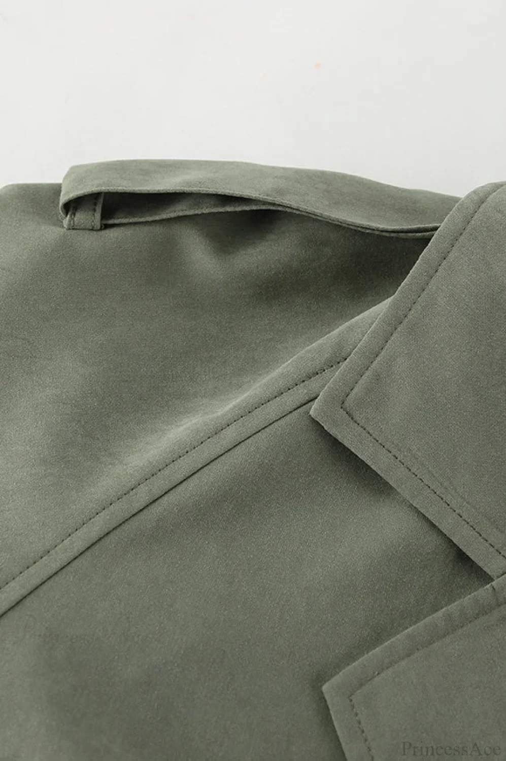 Lazy Casual Chic Wide Collar Tie Waist Trench Coat - Image 5