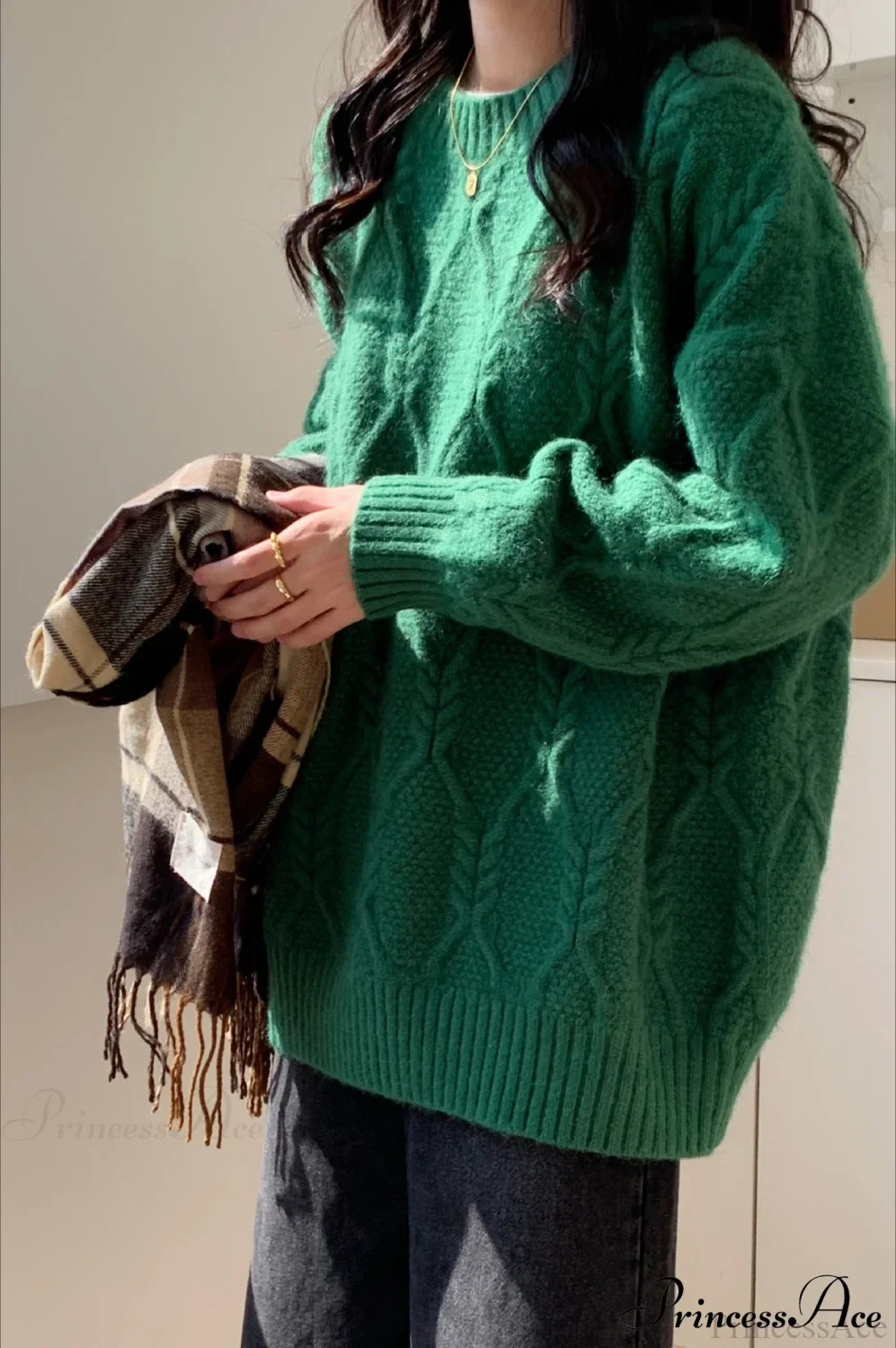Lazy Style Candy-Colored Cable-Knit Sweater - Image 17