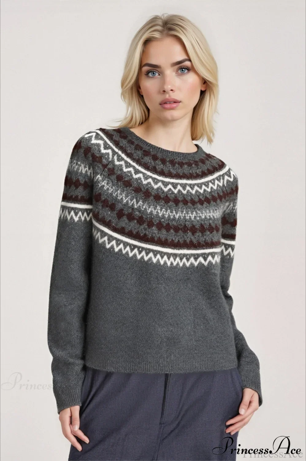 Lazy-Style Fair Isle Retro Versatile Crew-Neck Sweater - Image 8
