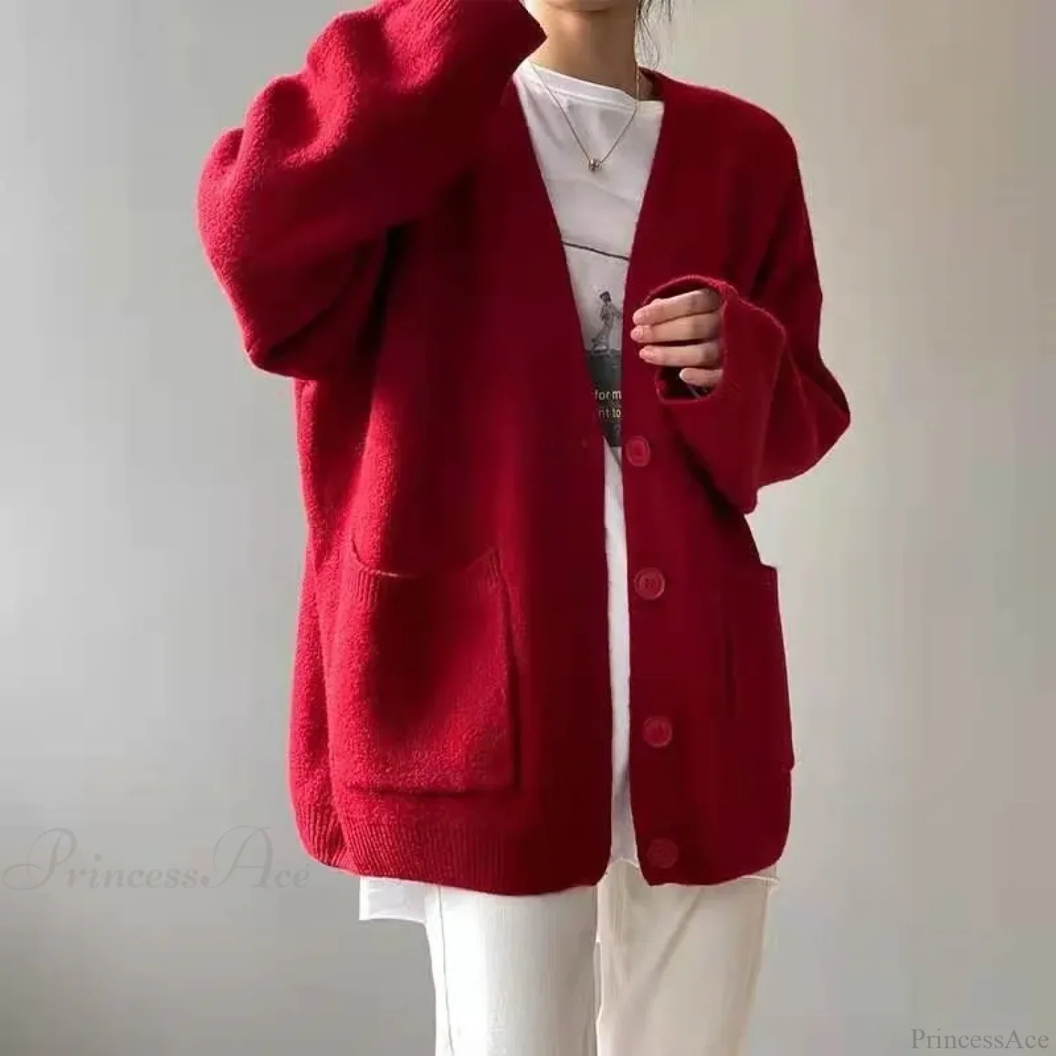 Lazy Wind Yellow Single-Breasted Knit Cardigan - Image 11