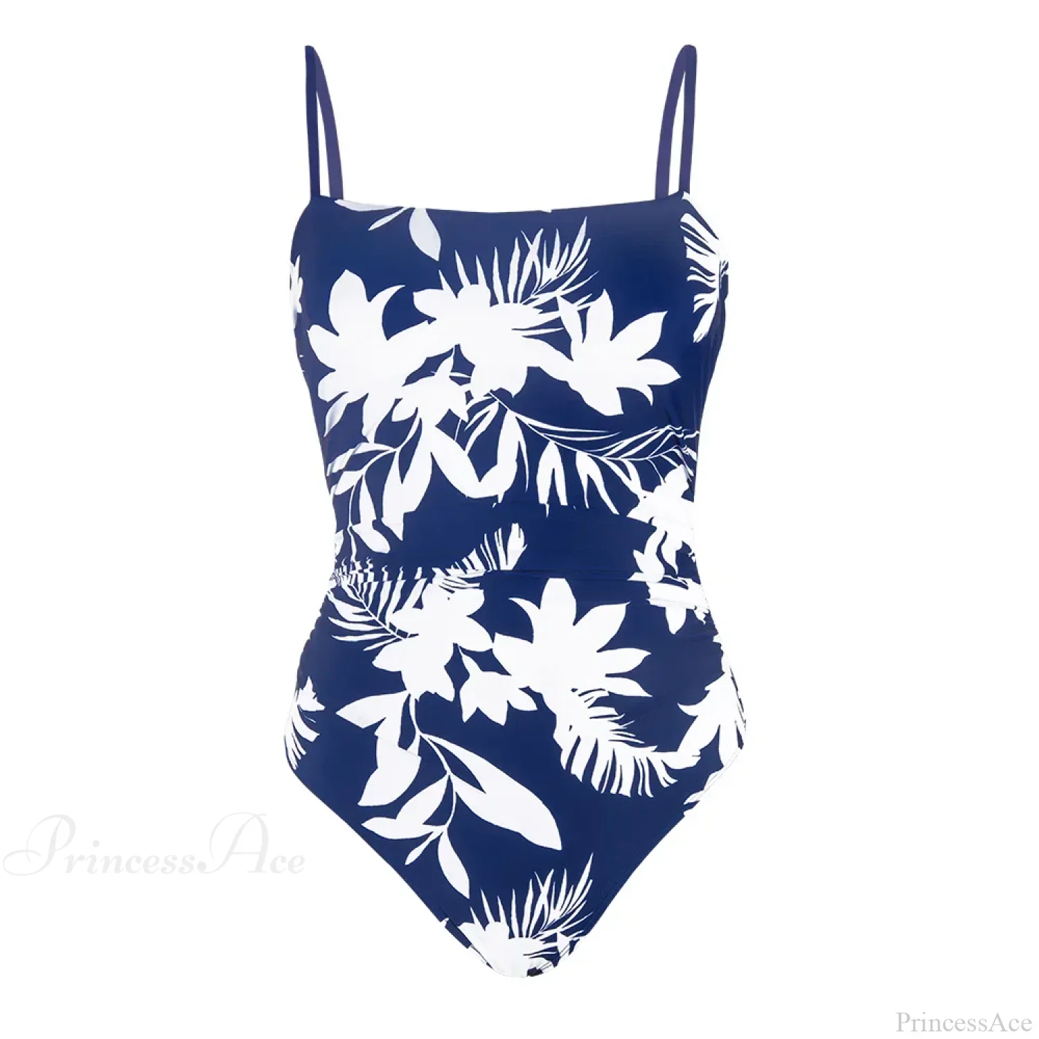 Leaf Print Shirred Square Neck One Piece Set - Image 6