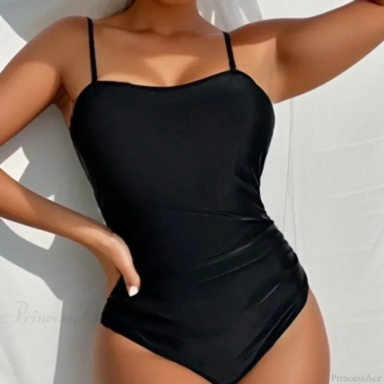 Leaf Print Shirred Square One Piece Set - Image 2