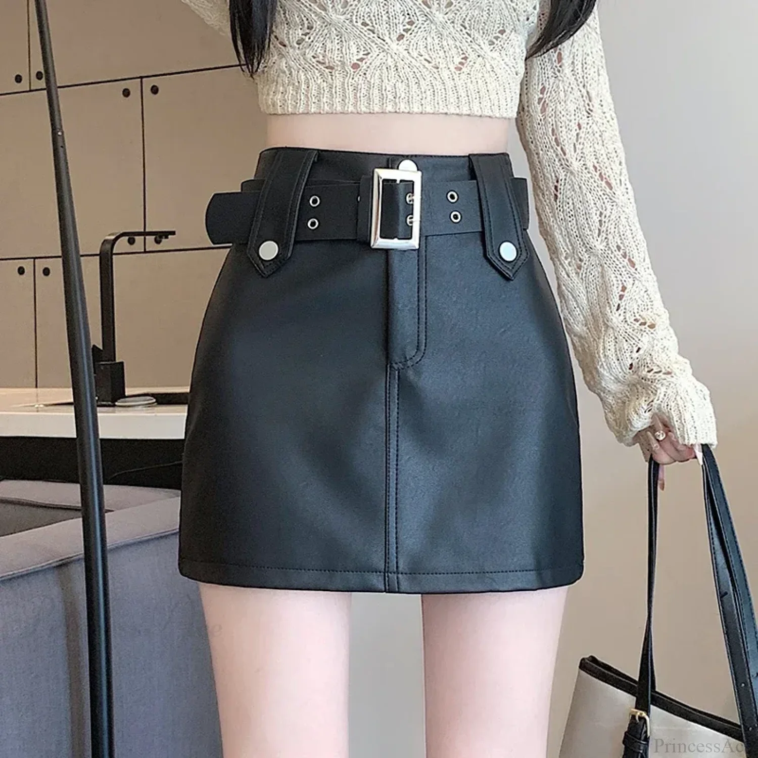 Leather High Waist Gothic Skirt - Image 7