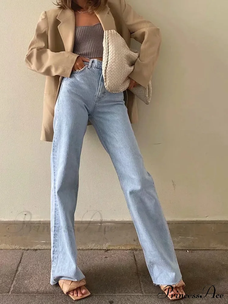 Leg Straight Denim Casual Fashion Women's - Baggy Jeans High Waist Fit - Image 2