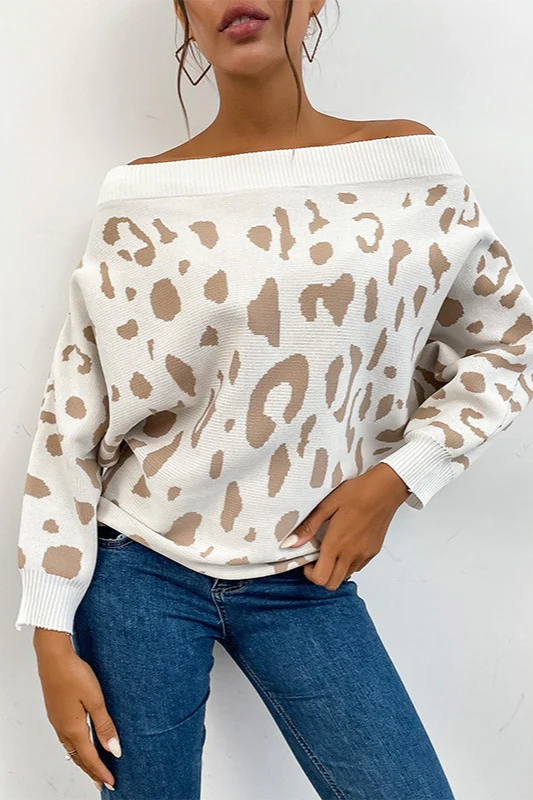 Leopard Batwing Sleeve Pullover Sweater - Image 3