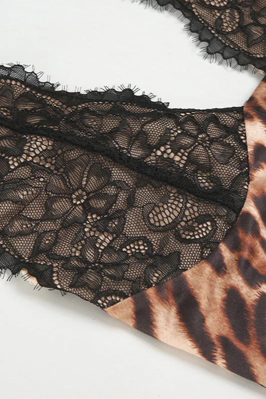 Leopard Lace Halter Backless Mini Dress - Image 5