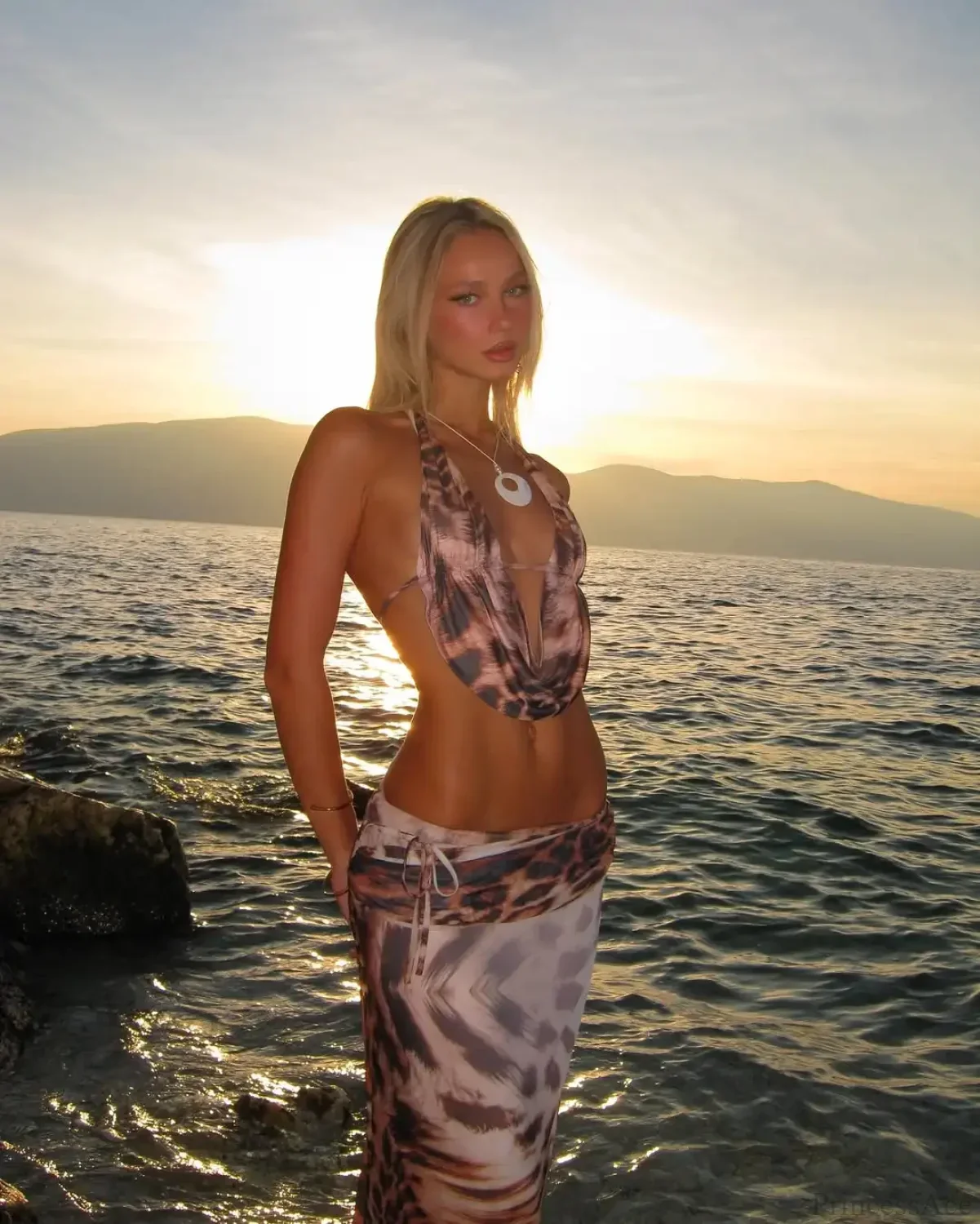 Leopard Lace Up Skirt Three Piece Swimsuit - Image 3