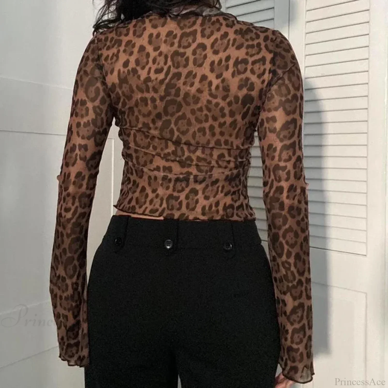 Leopard Mesh Knit Top - Image 3
