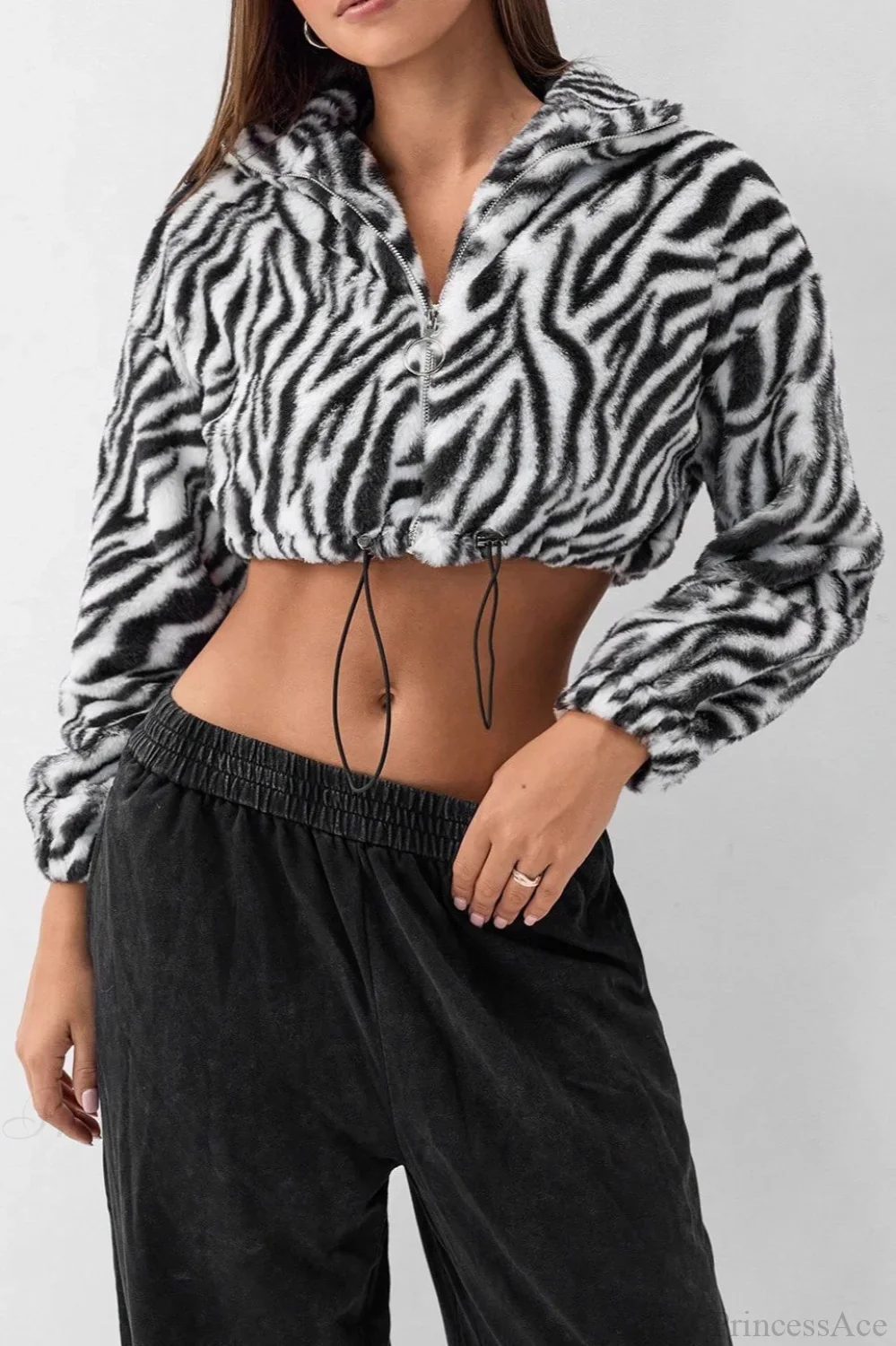 Leopard Print Fur Fleece-Lined Thickened Fluffy Jacket - Image 4