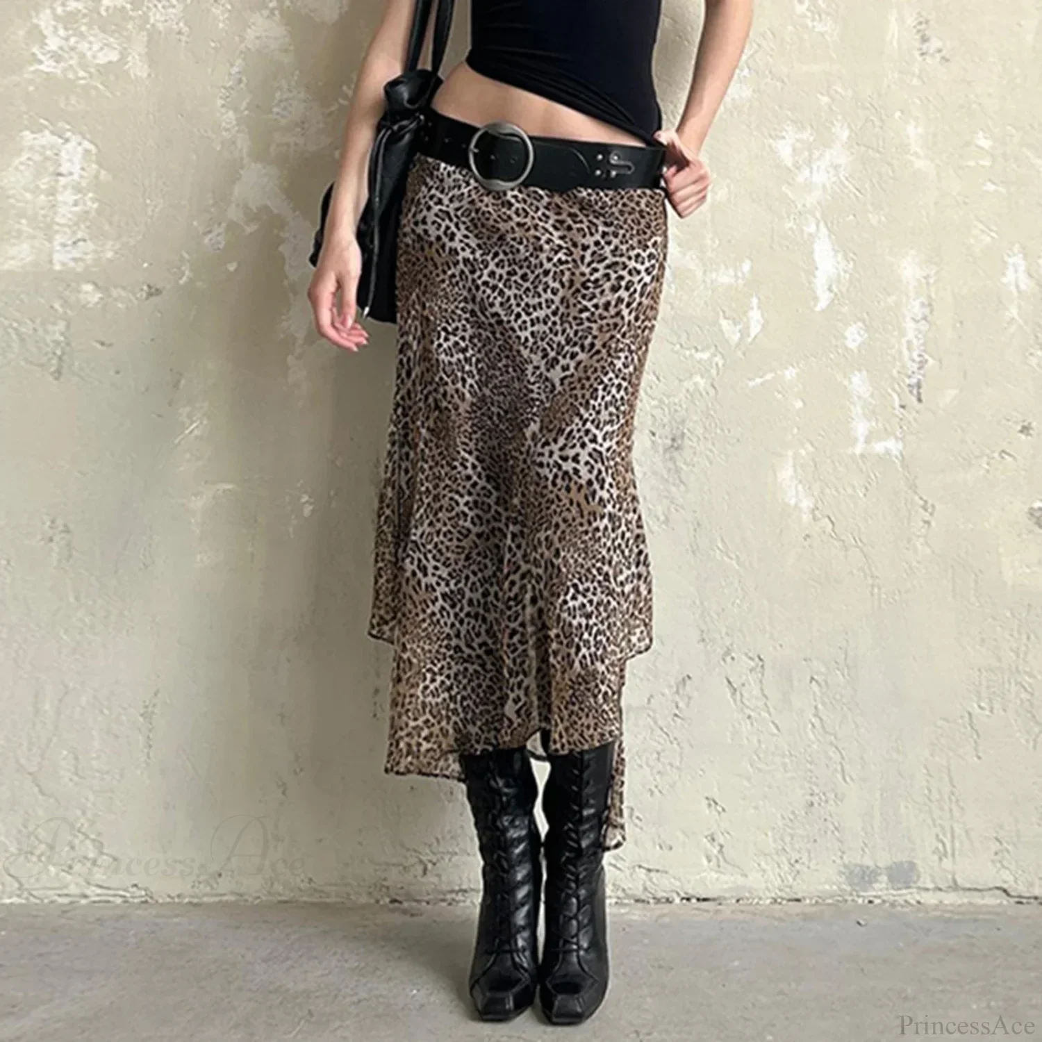 Leopard Print Irregular Hem Skirt - Image 2