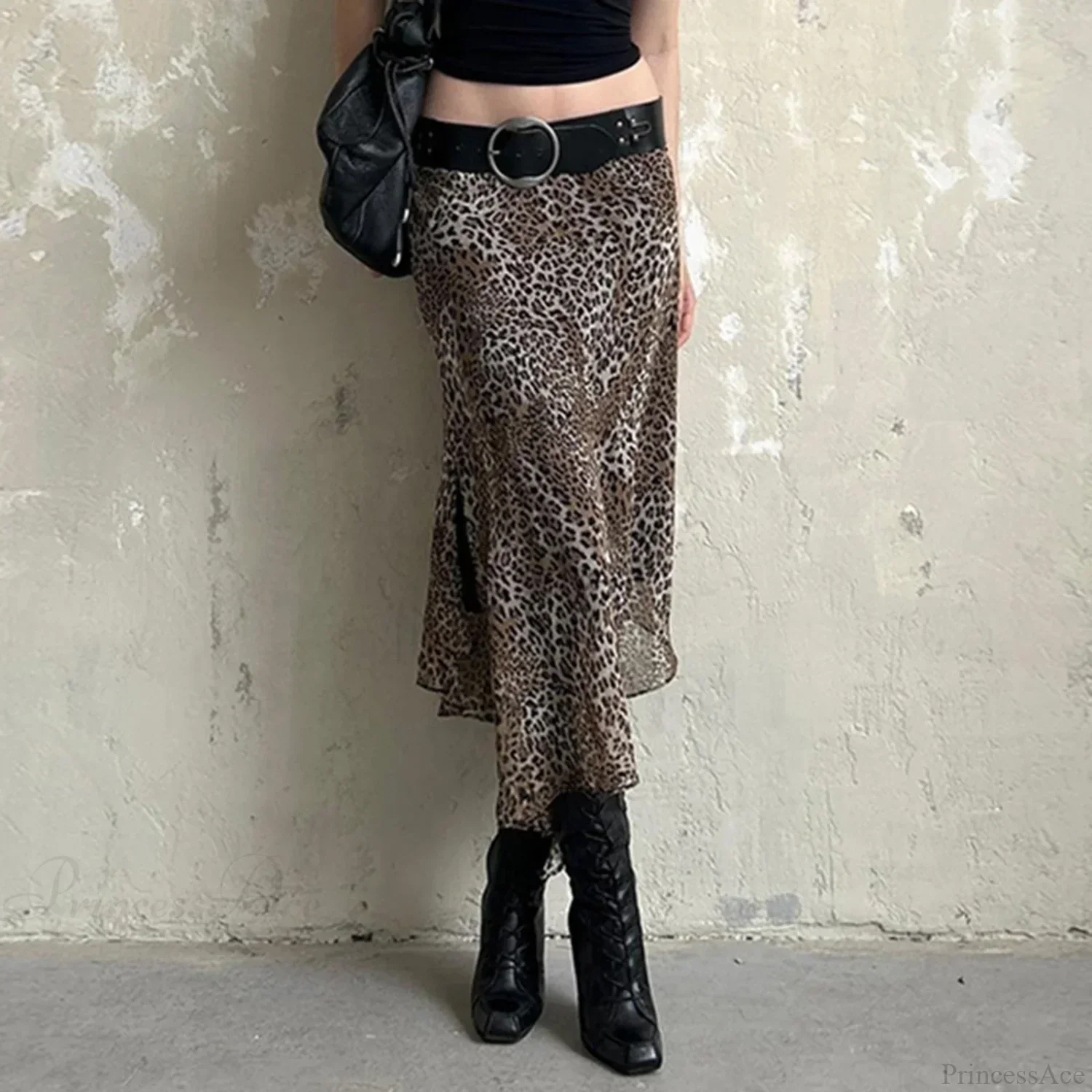 Leopard Print Irregular Hem Skirt - Image 4