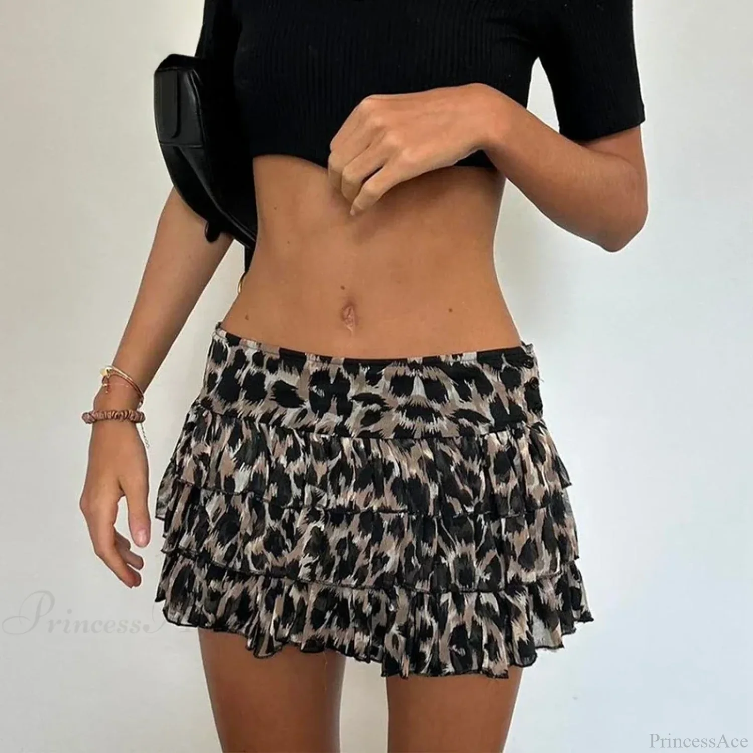 Leopard Print Ruffle Retro Skirt