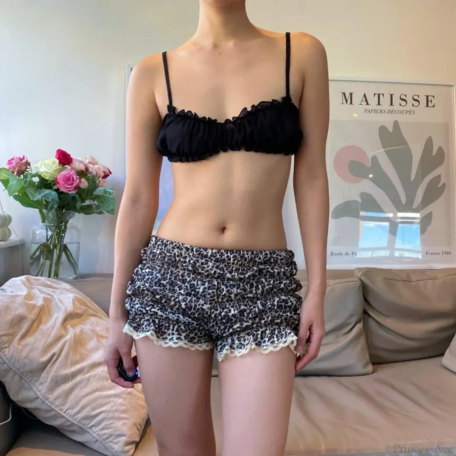 Leopard Ruffle Lace Trim Short - Image 4